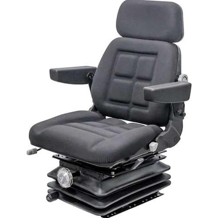 Aftermarket Fits Case 9094 Series KM 1004 Seat And Mechanical Suspension  Black Fabric 6516-KM